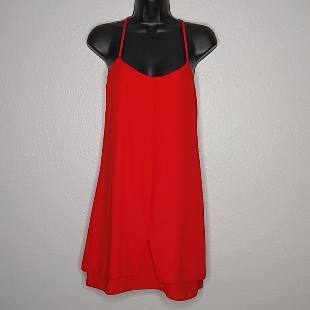 Topshop Red‎ Split Front Layered Mini Dress 4